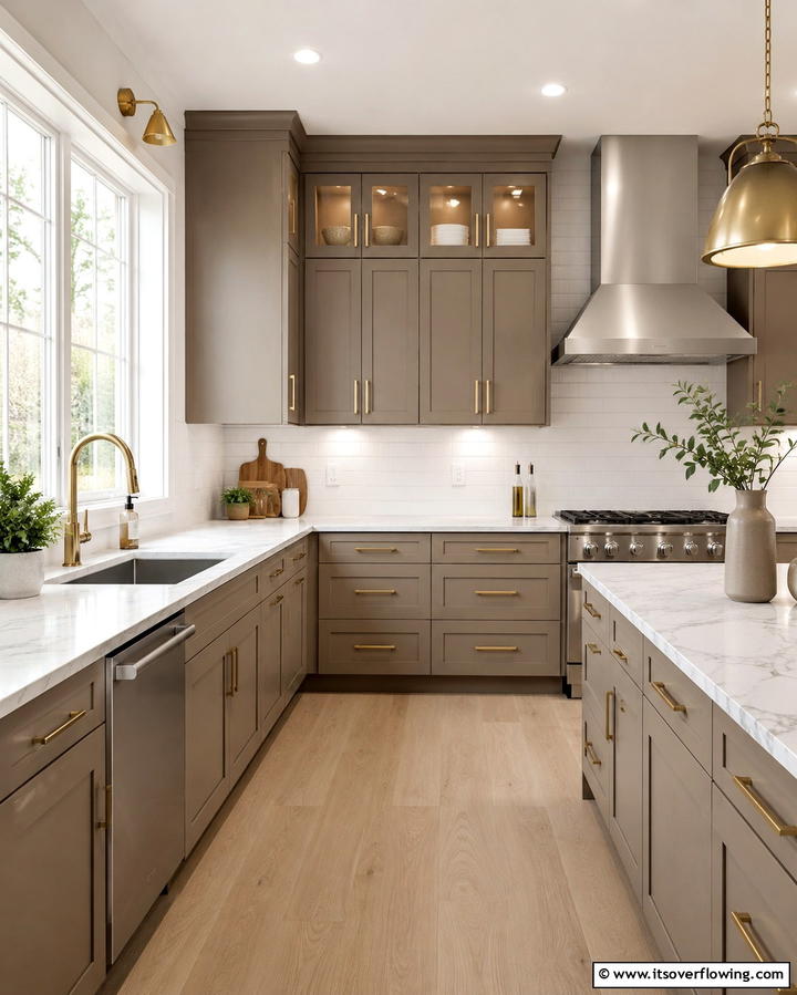 Taupe Cabinets with Marble CountertopsExact - 30 Stunning Taupe Kitchen Cabinet Designs for Modern Homes