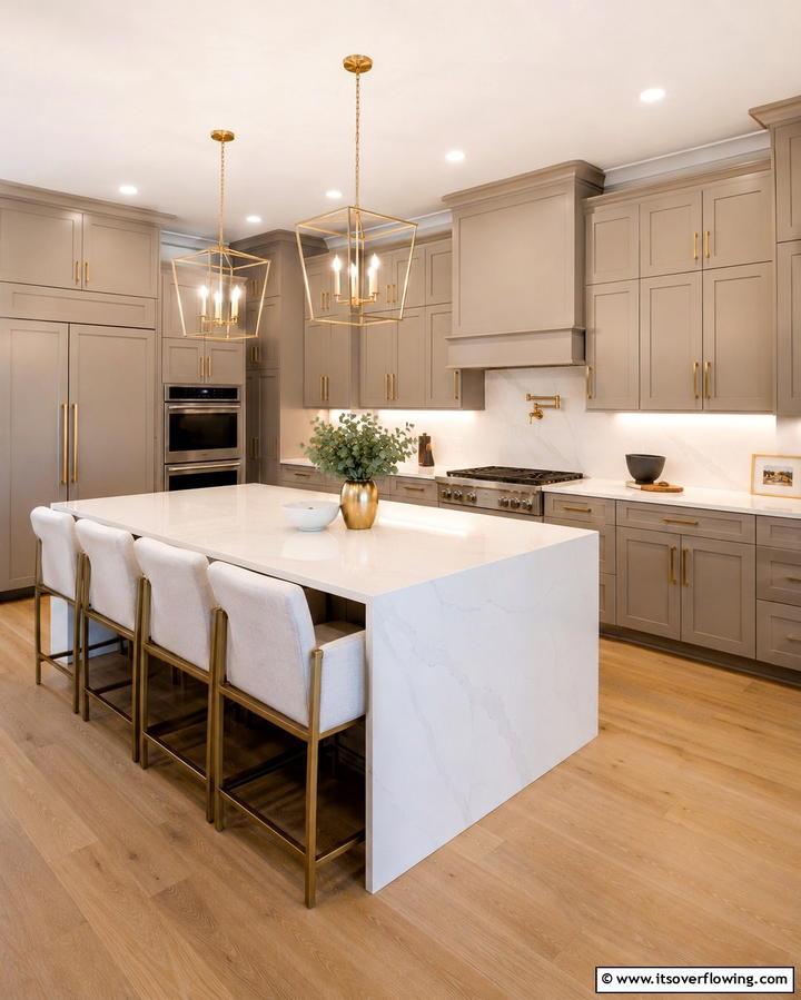 Taupe Cabinets with Quartz Countertops - 30 Stunning Taupe Kitchen Cabinet Designs for Modern Homes