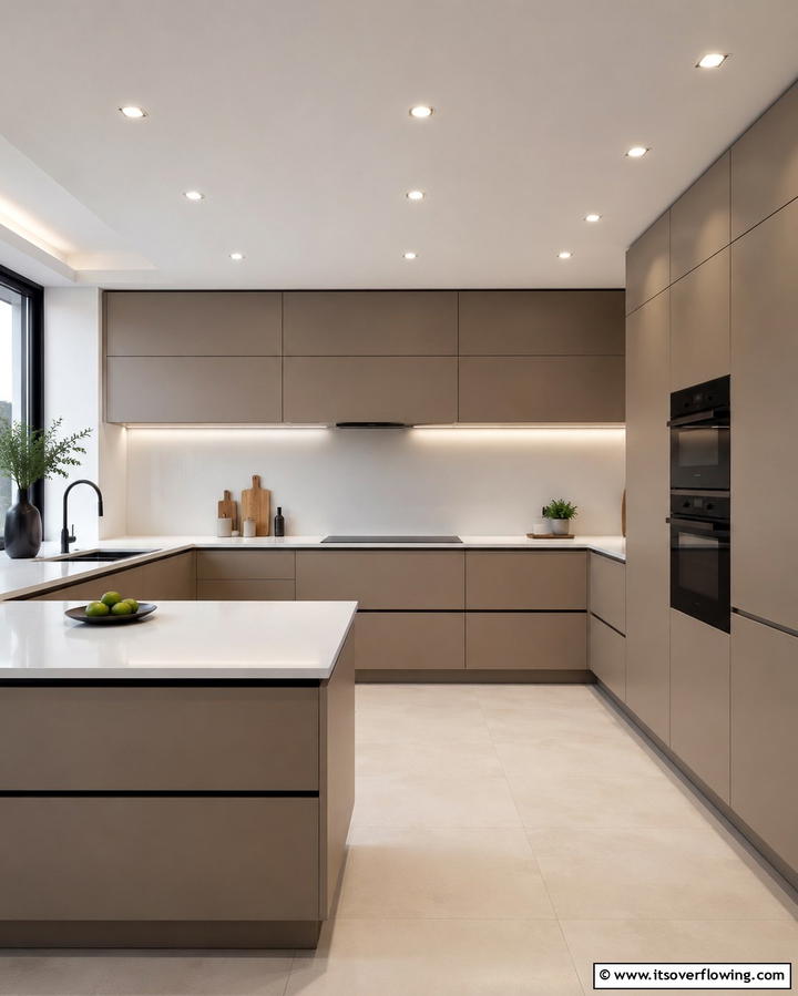 Taupe Cabinets with Recessed Lighting - 30 Stunning Taupe Kitchen Cabinet Designs for Modern Homes