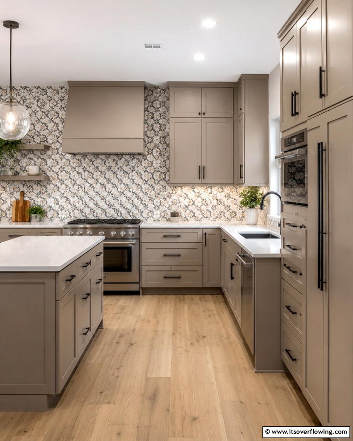 Taupe Cabinets with Stainless Steel Appliances - 30 Stunning Taupe Kitchen Cabinet Designs for Modern Homes