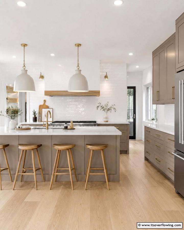 Taupe Cabinets with Subway Tile Backsplash - 30 Stunning Taupe Kitchen Cabinet Designs for Modern Homes