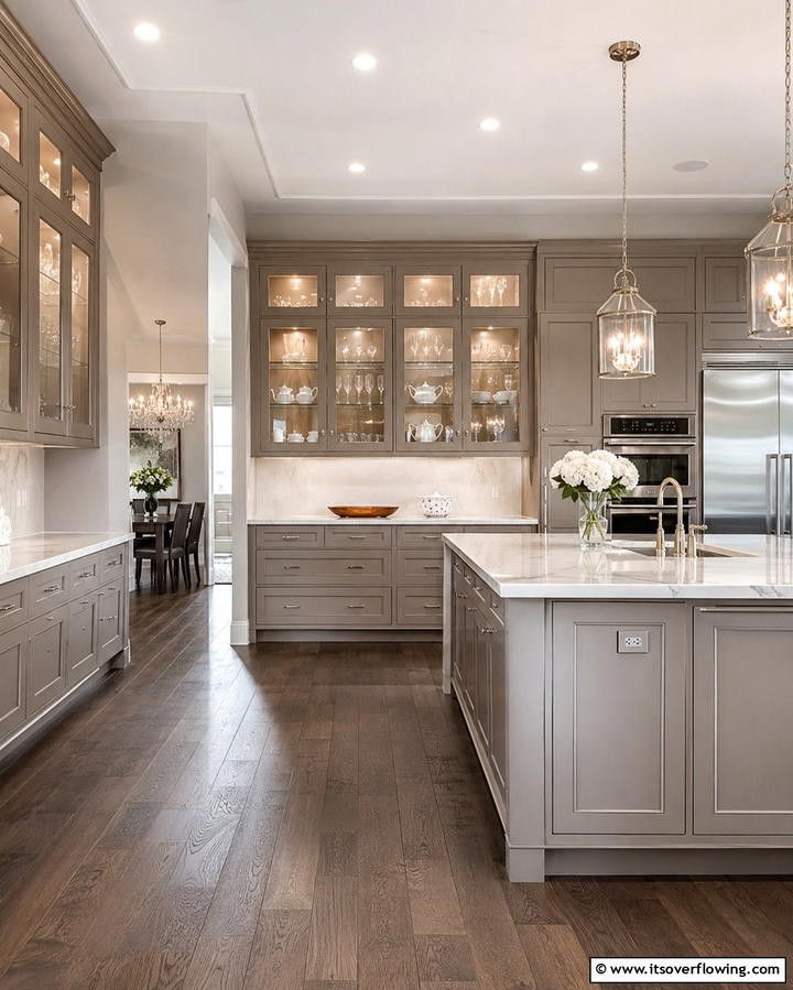 Taupe Cabinets with White Backsplash - 30 Stunning Taupe Kitchen Cabinet Designs for Modern Homes