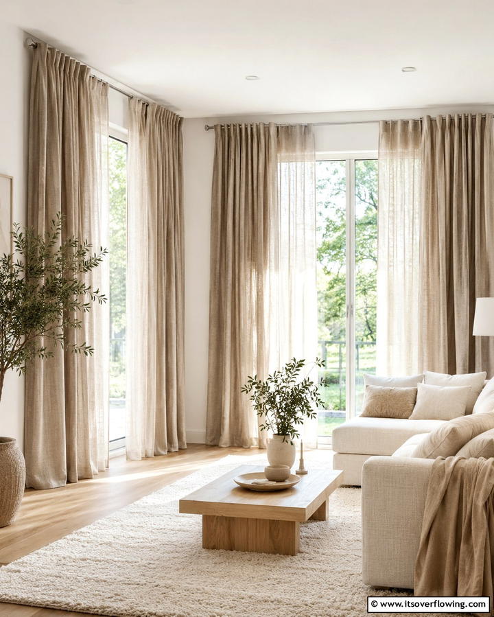 Taupe Curtains for a Soft Touch - 20 Taupe Living Room Ideas for a Neutral Aesthetic