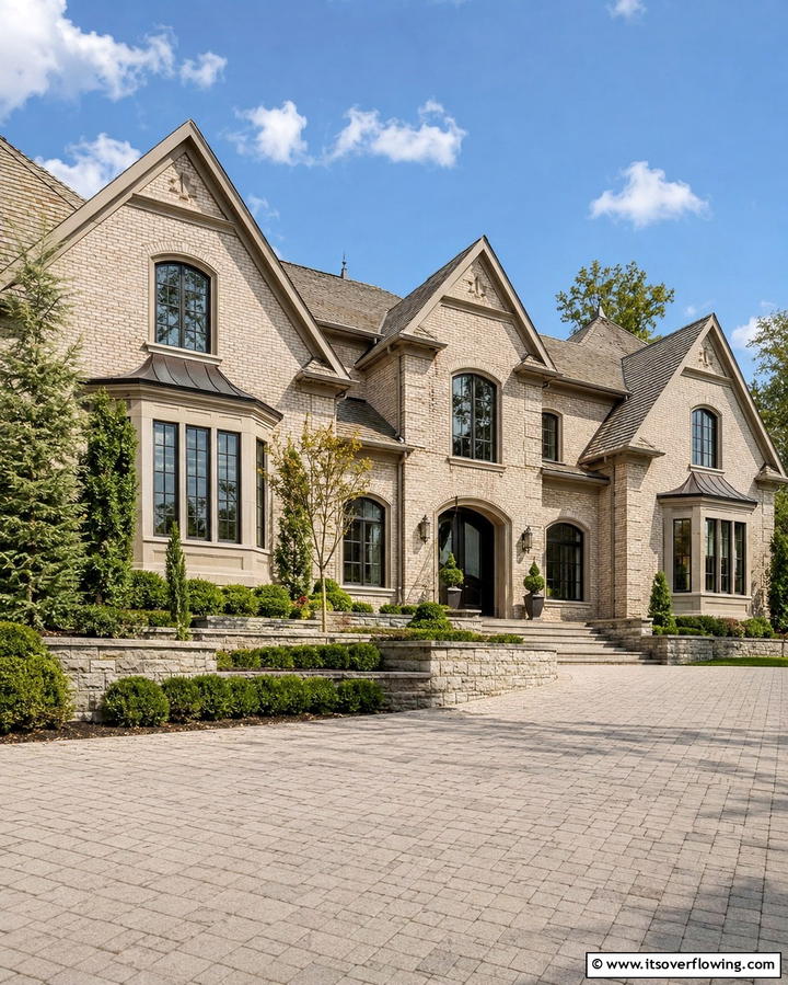 Taupe Trim for a Neutral Finish - 30 Warm Blonde Brick House Color Schemes for Modern Homes