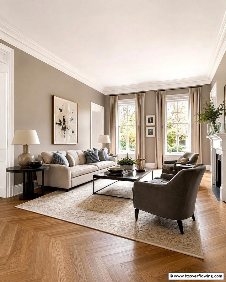 Taupe Walls with White Trim - 20 Taupe Living Room Ideas for a Neutral Aesthetic