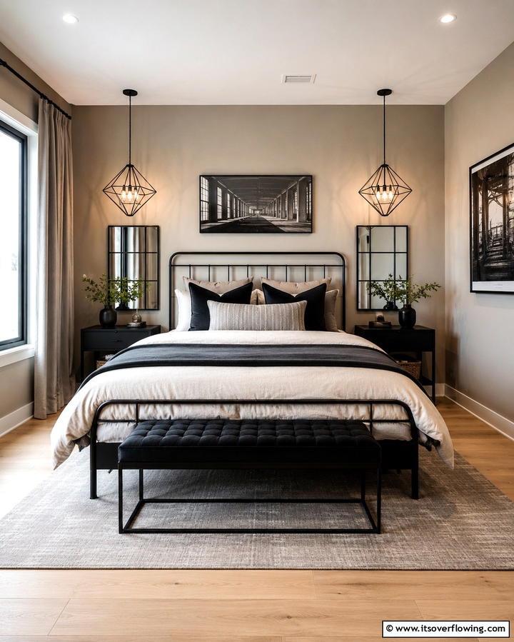 Taupe and Black Contrast - 20 Taupe Bedroom Ideas for a Serene Retreat