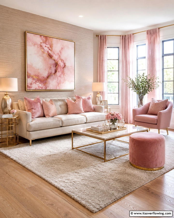Taupe and Blush Pink Accents - 20 Taupe Living Room Ideas for a Neutral Aesthetic