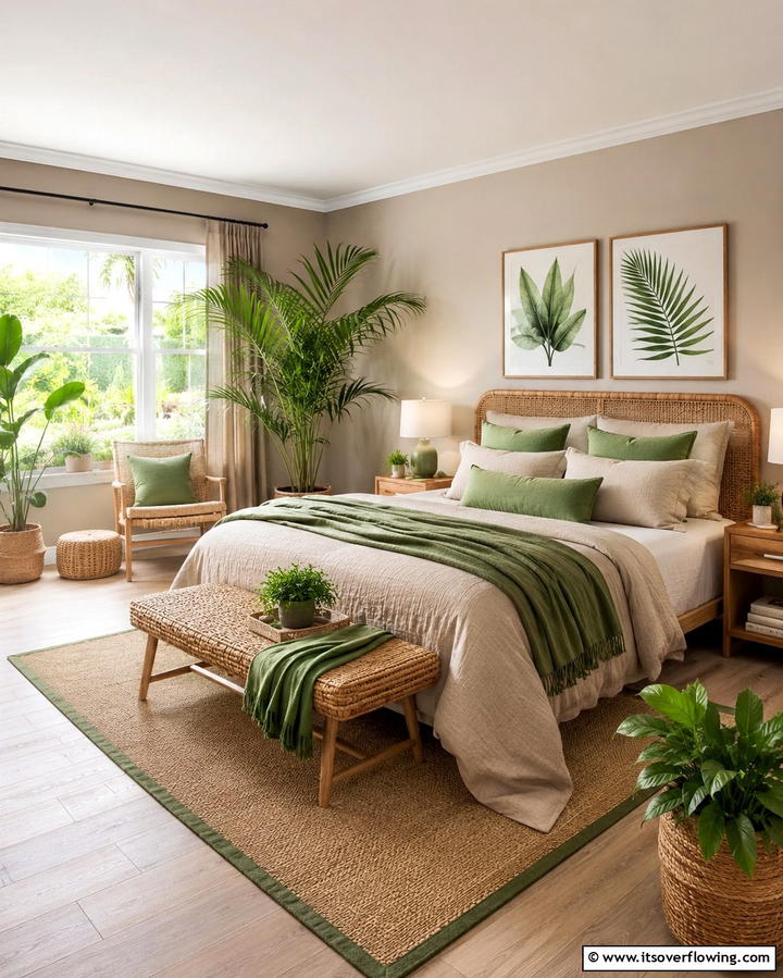 Taupe and Green Accents - 20 Taupe Bedroom Ideas for a Serene Retreat