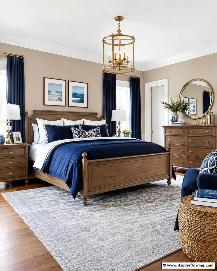 Taupe and Navy Blue - 20 Taupe Bedroom Ideas for a Serene Retreat