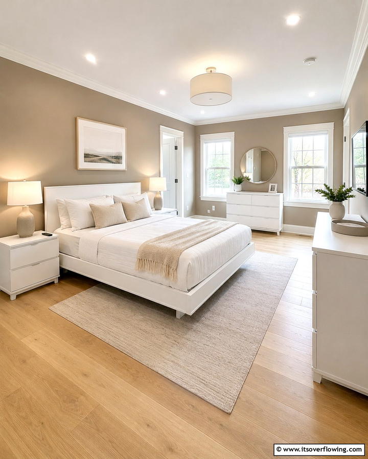 Taupe and White Contrast - 20 Taupe Bedroom Ideas for a Serene Retreat