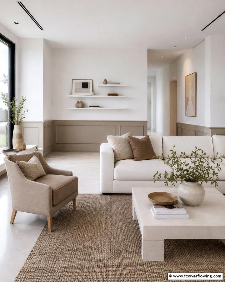 Taupe and White Minimalism - 20 Taupe Living Room Ideas for a Neutral Aesthetic