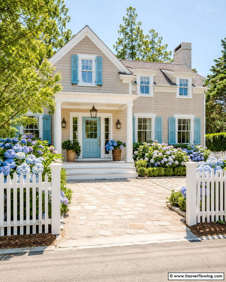 Taupe with Pastel Blue Accents - 25 Exterior Taupe House Color Combinations for Modern Homes