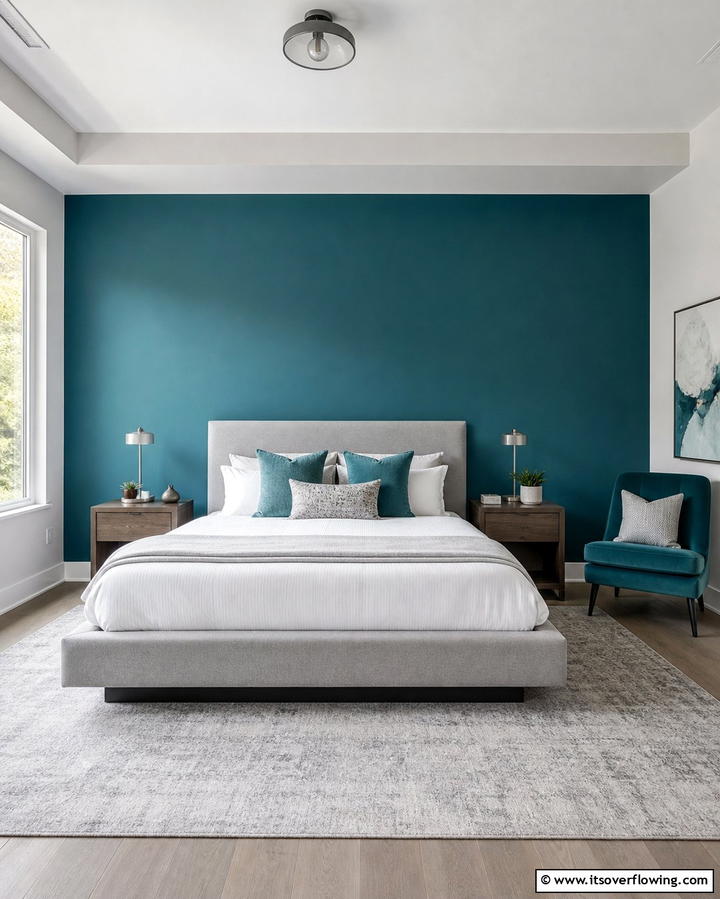 Teal Accent Wall Focus - 25 Teal Bedroom Ideas for a Serene and Stylish Space