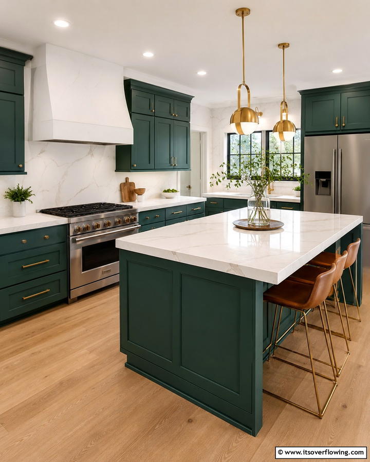 Teal Accent Wall with White Fixtures - 25 Teal and White Kitchen Ideas for a Fresh Look