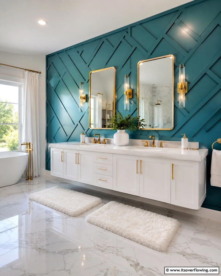 Teal Accent Walls for a Bold Statement - 30 Soothing Teal Bathroom Design Ideas for 2024
