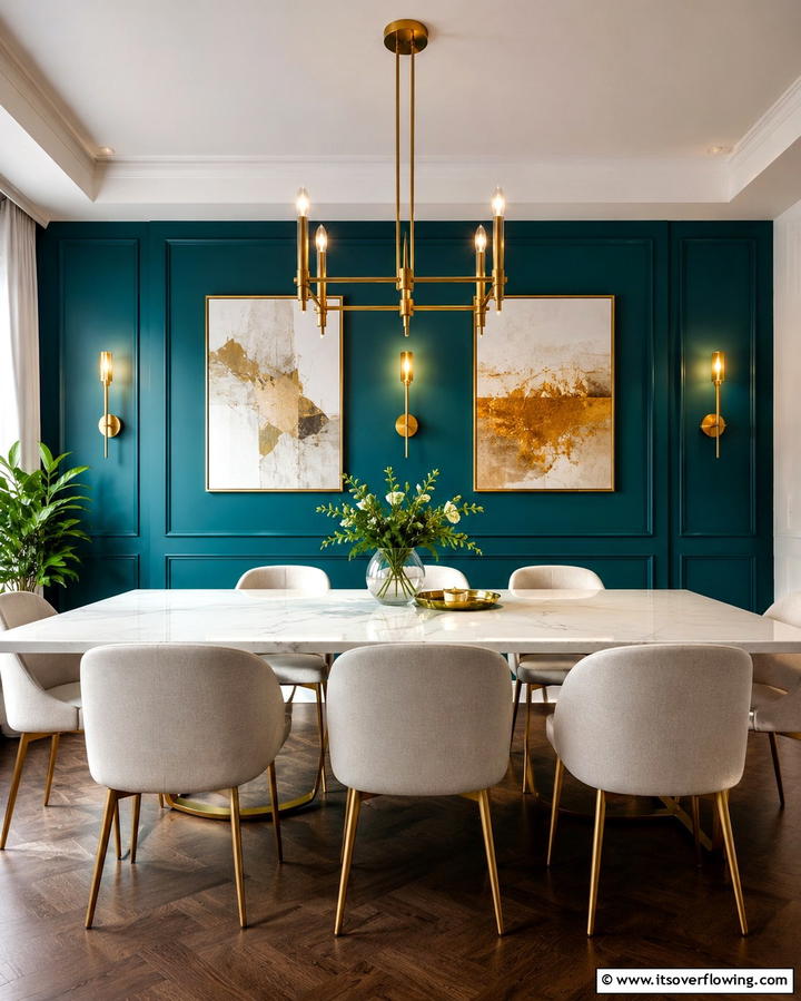Teal Accent Walls for a Bold Statement - 20 Teal Dining Room Ideas for a Vibrant Space