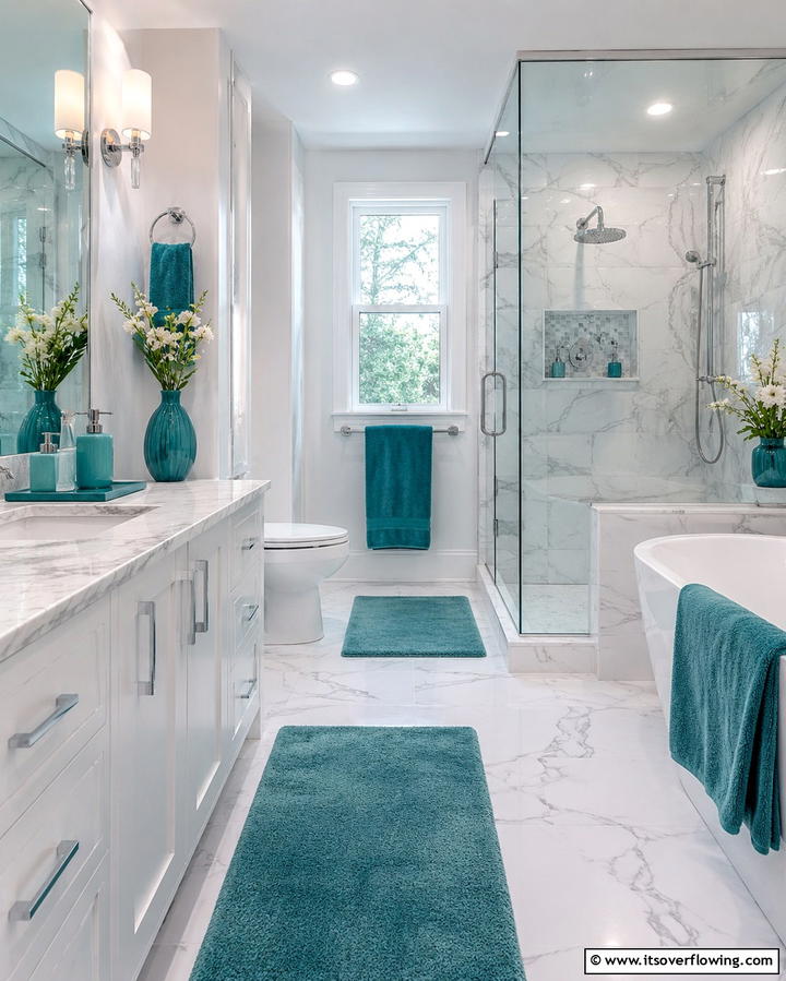 Teal Accessories for Subtle Pops of Color - 30 Soothing Teal Bathroom Design Ideas for 2024