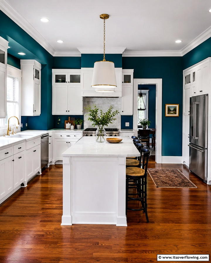 Teal Backsplash with White CabinetsOne - 25 Teal and White Kitchen Ideas for a Fresh Look