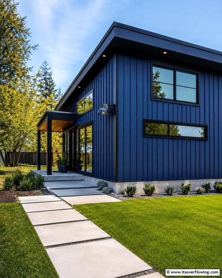 Teal Blue with White Borders - 30 Serene Blue Exterior House Paint Ideas for Curb Appeal