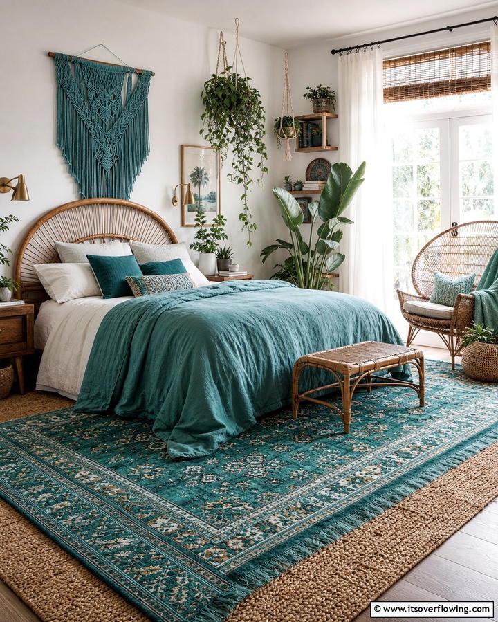 Teal Bohemian Style - 25 Teal Bedroom Ideas for a Serene and Stylish Space