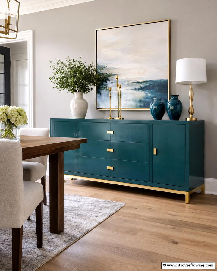 Teal Buffet or Sideboard - 20 Teal Dining Room Ideas for a Vibrant Space