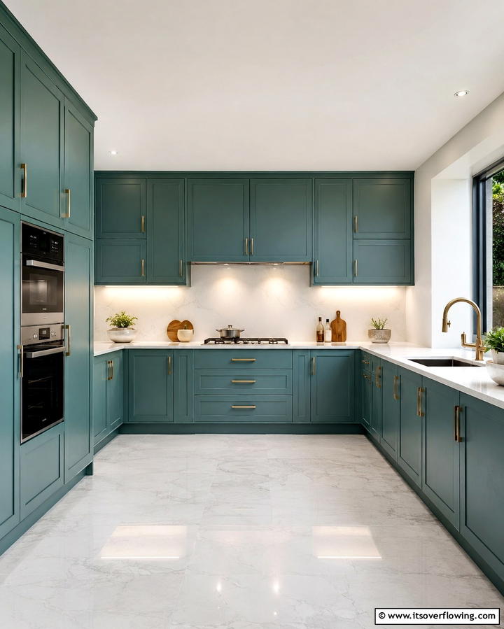 Teal Cabinets with White Countertops - 25 Teal and White Kitchen Ideas for a Fresh Look
