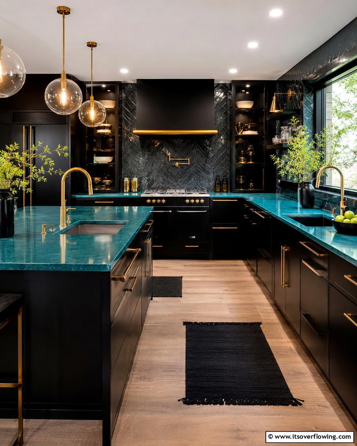 Teal Countertops for a Contemporary Edge - 30 Blue Countertop Kitchen Ideas for Bold Statement Spaces