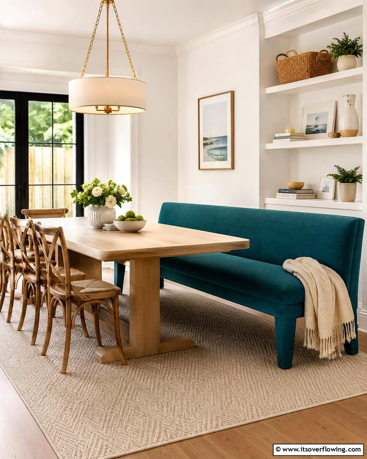 Teal Dining Bench for Casual Elegance - 20 Teal Dining Room Ideas for a Vibrant Space
