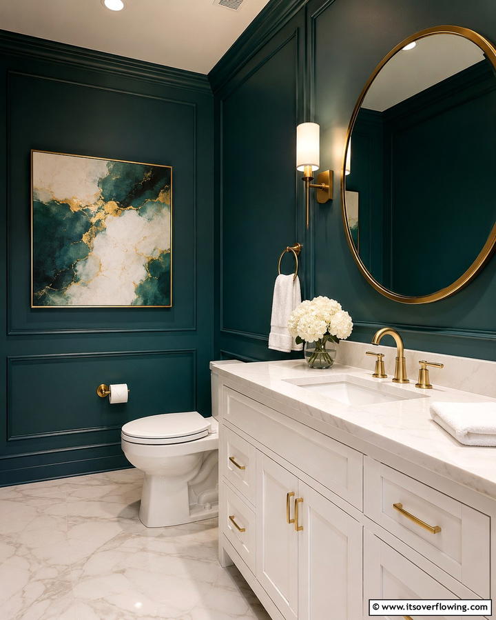 Teal Green Elegance - 25 Green Powder Room Ideas for a Fresh Look
