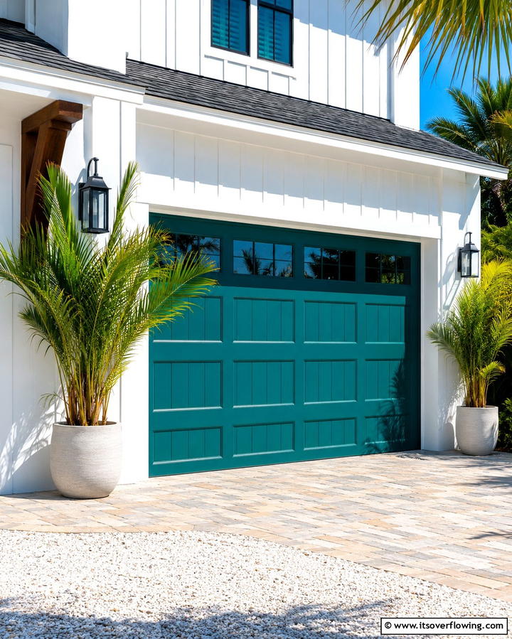 Teal Green Garage Door for a Bold Modern Look - 25 Green Garage Door Ideas for a Stylish Exterior