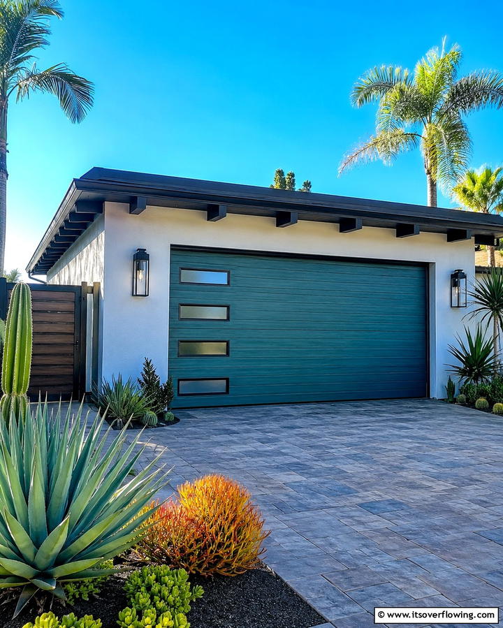 Teal Green for a Trendy Touch - 25 Green Garage Door Ideas for a Stylish Exterior