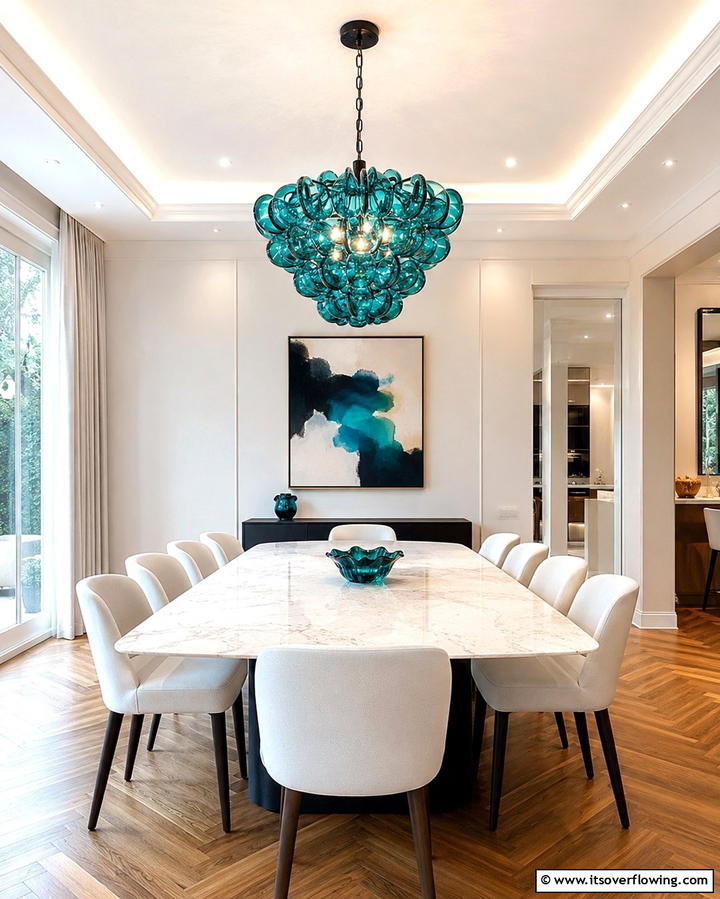 Teal Lighting Fixtures - 20 Teal Dining Room Ideas for a Vibrant Space