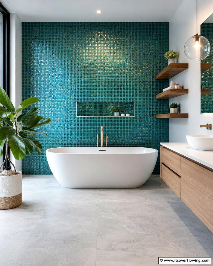 Teal Mosaic Tiles - 30 Soothing Teal Bathroom Design Ideas for 2024