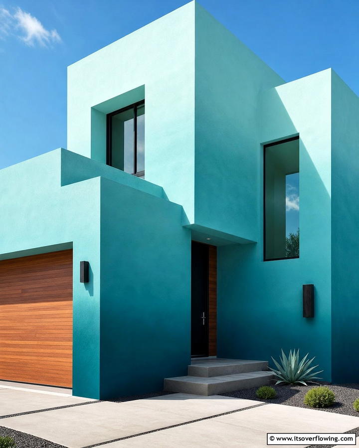 Teal Ombre Gradient for Artistic Flair - 25 Teal House Exterior Ideas for a Bold and Beautiful Look