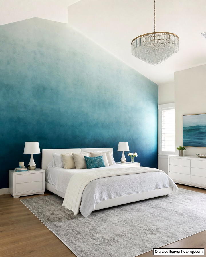 Teal Ombre Walls - 25 Teal Bedroom Ideas for a Serene and Stylish Space