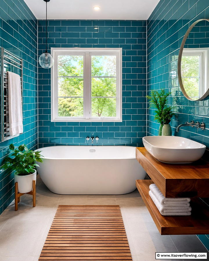 Teal Subway Tiles - 30 Soothing Teal Bathroom Design Ideas for 2024