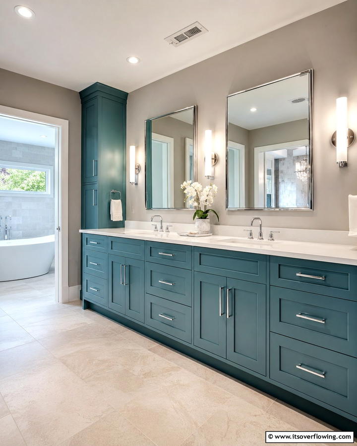 Teal Vanity Cabinets - 30 Soothing Teal Bathroom Design Ideas for 2024