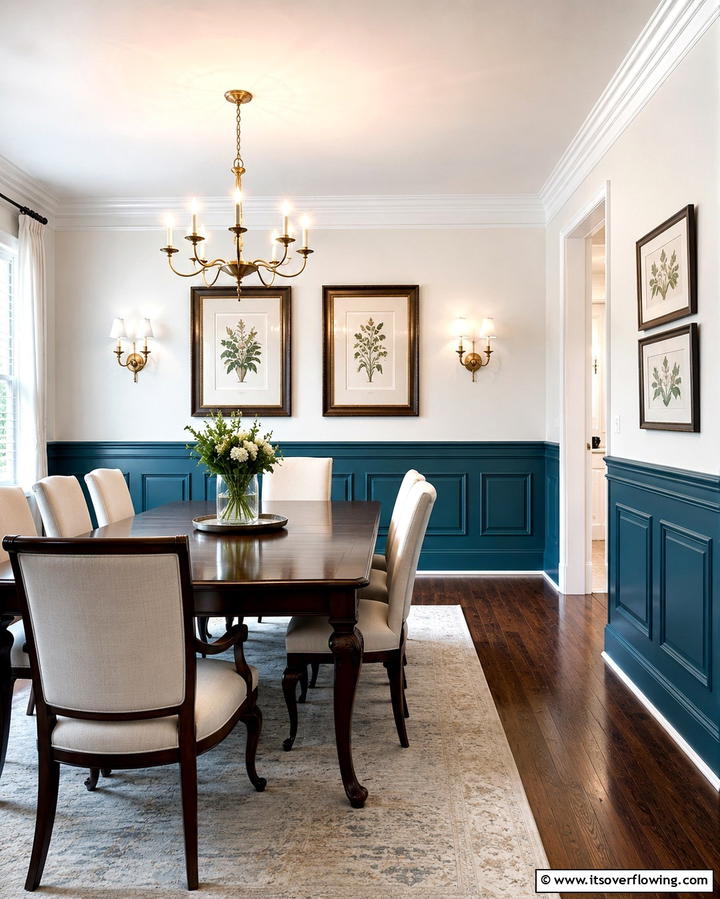 Teal Wainscoting for Classic Charm - 20 Teal Dining Room Ideas for a Vibrant Space