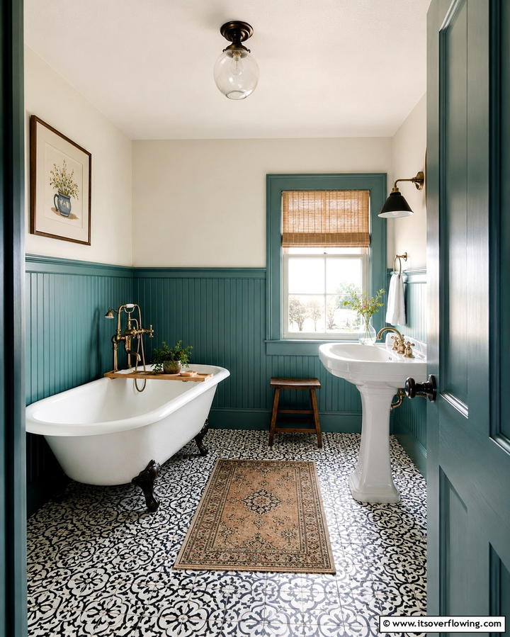 Teal Wainscoting - 30 Soothing Teal Bathroom Design Ideas for 2024