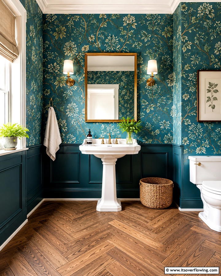 Teal Wallpaper for Bold Patterns - 30 Soothing Teal Bathroom Design Ideas for 2024