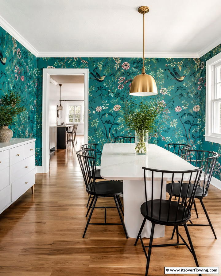 Teal Wallpaper for Texture - 20 Teal Dining Room Ideas for a Vibrant Space