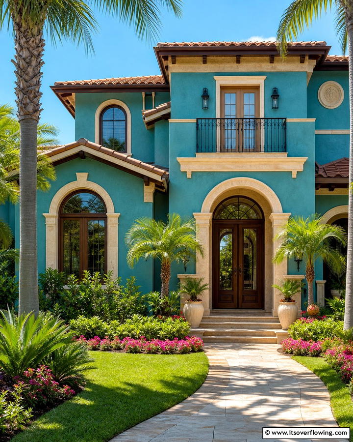 Teal and Beige Harmony - 25 Teal House Exterior Ideas for a Bold and Beautiful Look