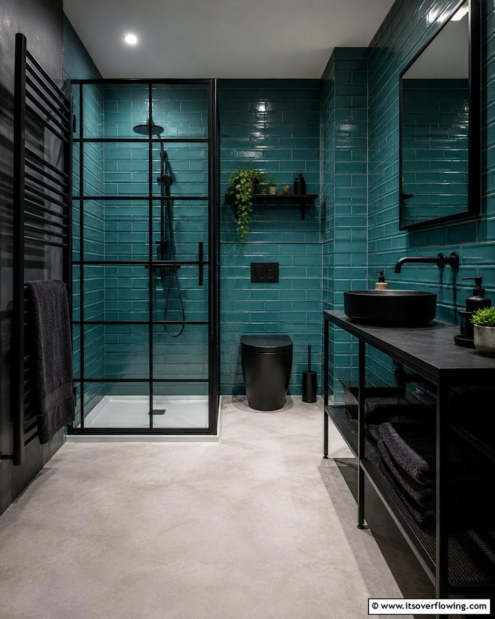 Teal and Black Bathroom - 30 Soothing Teal Bathroom Design Ideas for 2024