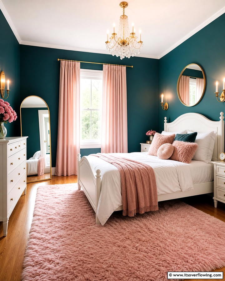 Teal and Blush Charm - 25 Teal Bedroom Ideas for a Serene and Stylish Space