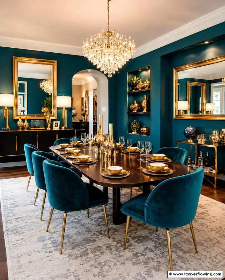 Teal and Gold Color Combinations - 20 Teal Dining Room Ideas for a Vibrant Space