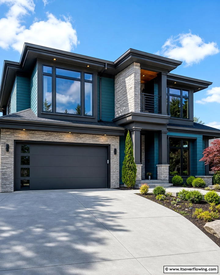 Teal and Gray Combination - 25 Teal House Exterior Ideas for a Bold and Beautiful Look