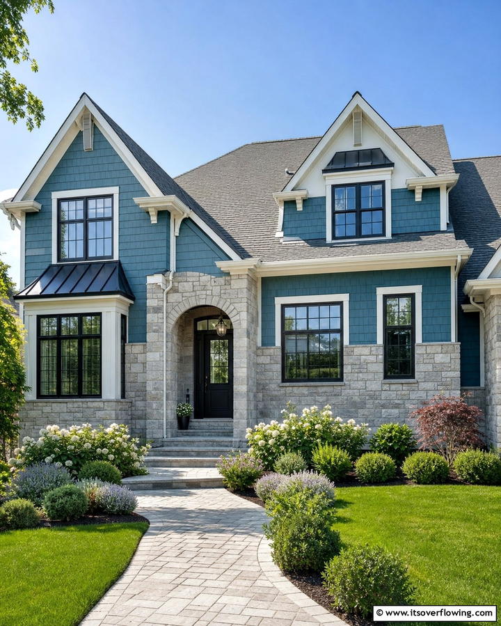 Teal and Gray Subtle Elegance - 25 Teal House Exterior Ideas for a Bold and Beautiful Look