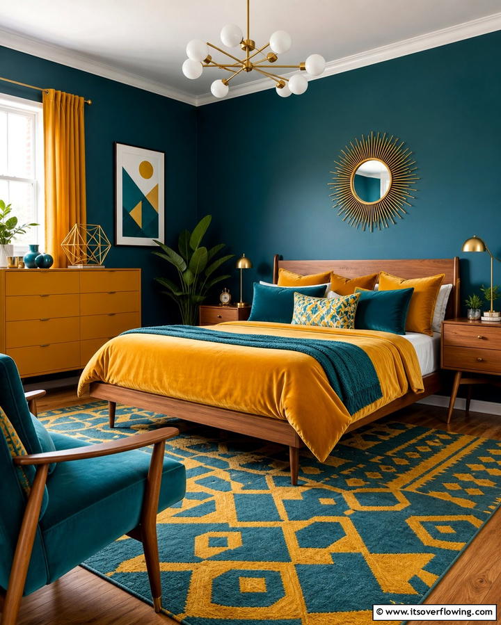 Teal and Mustard for Bold Vibrance - 25 Bedroom Painting Ideas With Two Colors for Impact