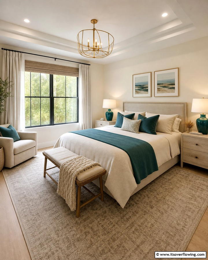 Teal and Neutral Balance - 25 Teal Bedroom Ideas for a Serene and Stylish Space