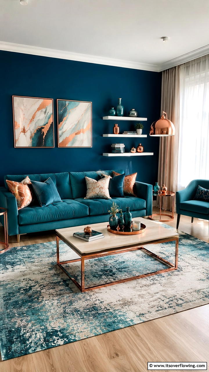 Teal and Warm Copper - 21 Two Colour Combinations for a Vibrant Living Room